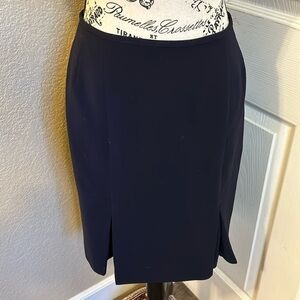 Kasper petite dark navy skirt with front kick pleats